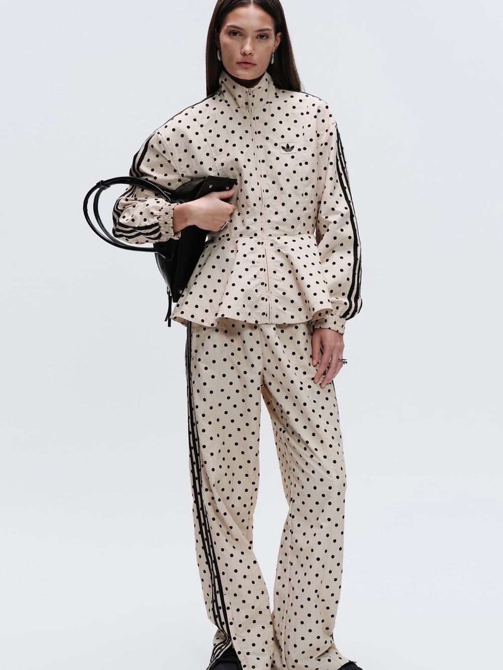 NWT adidas Originals x ASOS Polka dot peplum track jacket size LARGE color Stone - Picture 6 of 6